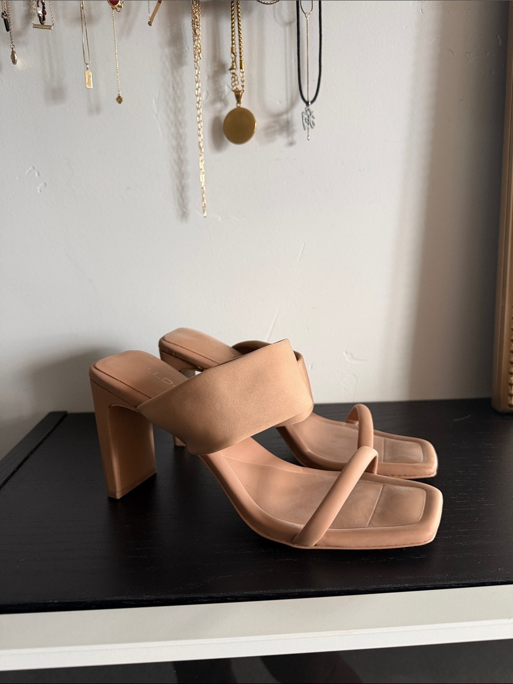 Aldo Nude Square-Toe Block Heel